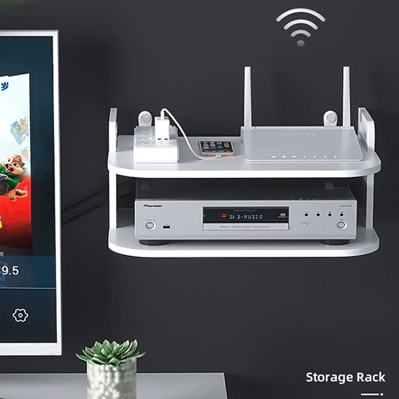 Wall Mounted Desk Fold - Wall-Mounted Router Cable Organizer Shelf Ventilated