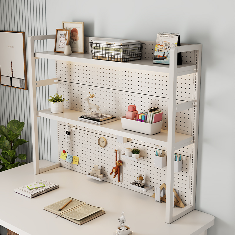 Pegboard Office Organizer - Adjustable Metal Pegboard Organizer Multi-Tier Desk