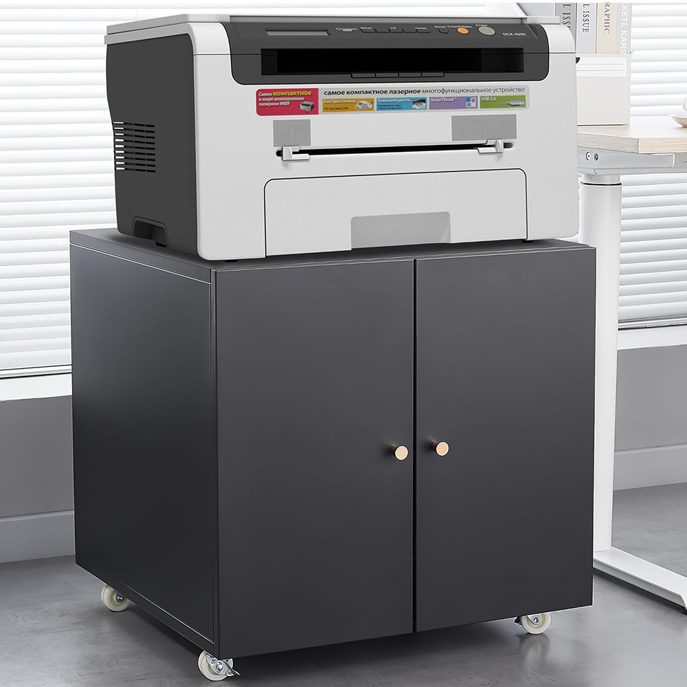 Office Furniture Filing Cabinets - Metal Printer Stand with File Storage,