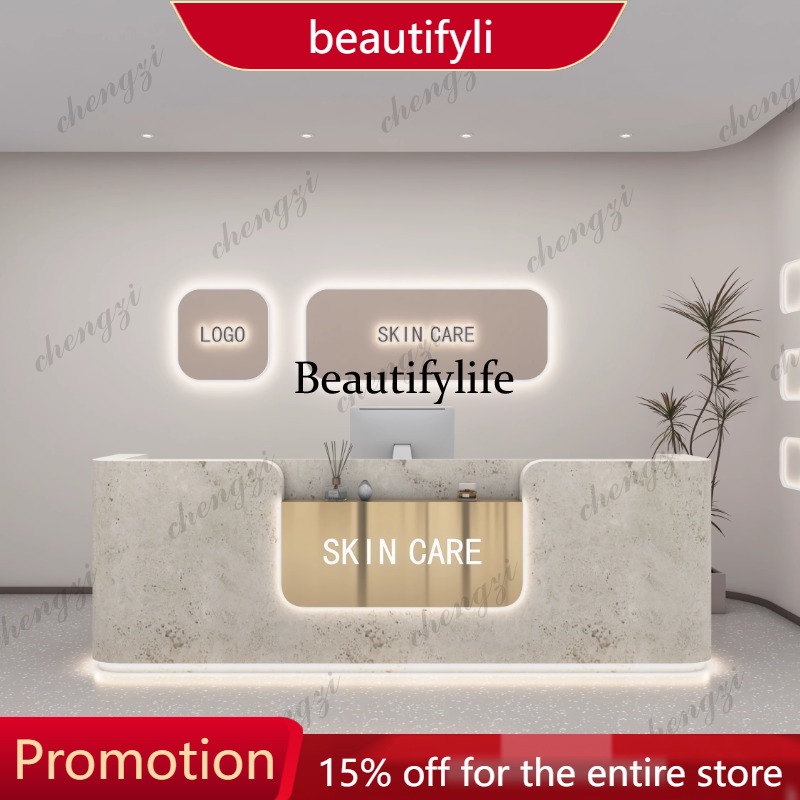 01A Logo Beauty Reception Desk - đánh giá và giá Office Furniture Logo