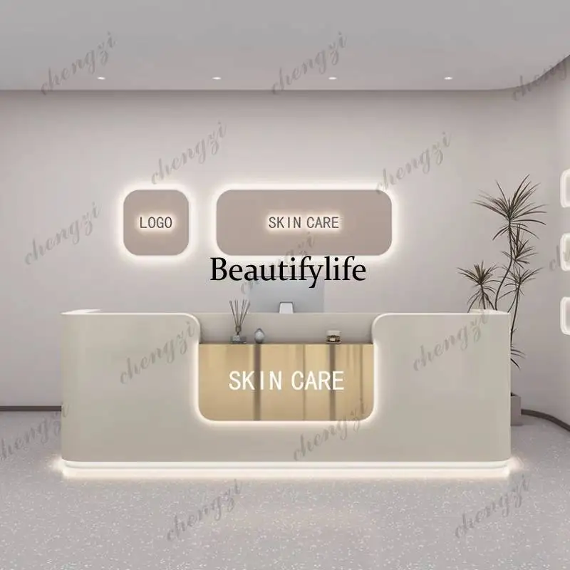 01A Logo Beauty Reception Desk - đánh giá và giá Office Furniture Logo