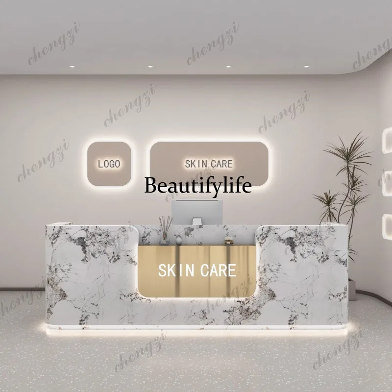 01A Logo Beauty Reception Desk - đánh giá và giá Office Furniture Logo
