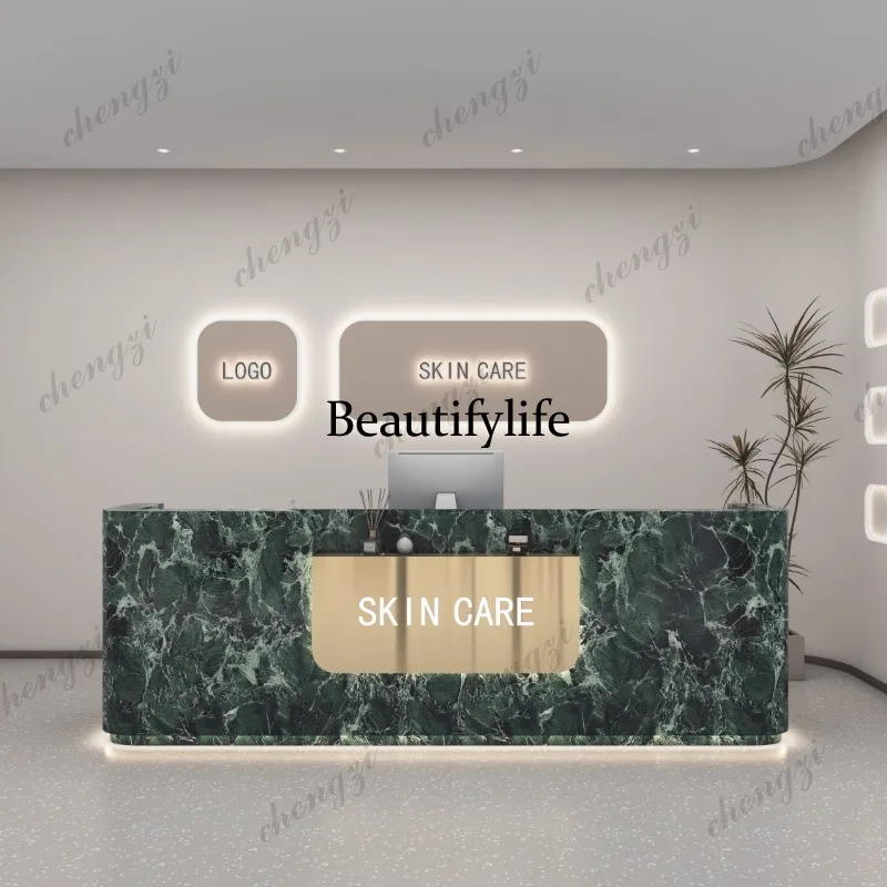 01A Logo Beauty Reception Desk - đánh giá và giá Office Furniture Logo