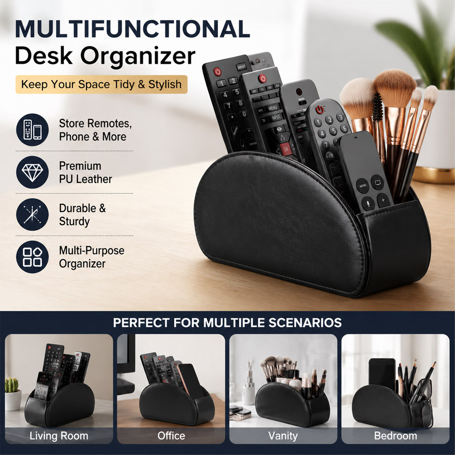 1Pc 5 Grid PU Leather Desktop  - đánh giá và giá Pegboard Office Organizer