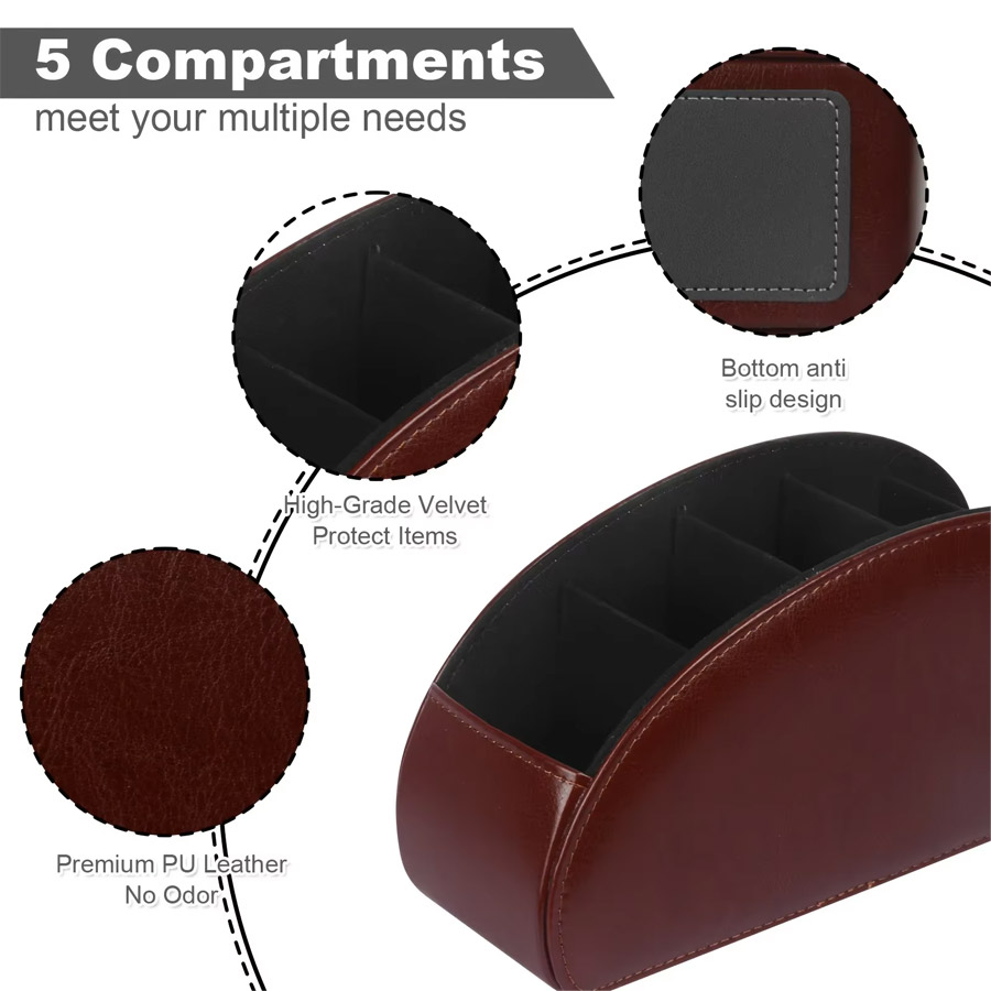 1Pc 5 Grid PU Leather Desktop  - đánh giá và giá Pegboard Office Organizer